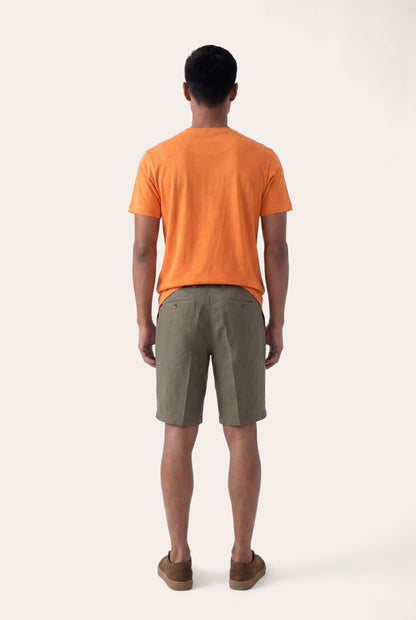 Men's Linen Slim Fit V-Neck T-Shirt – Tangerine, view 4