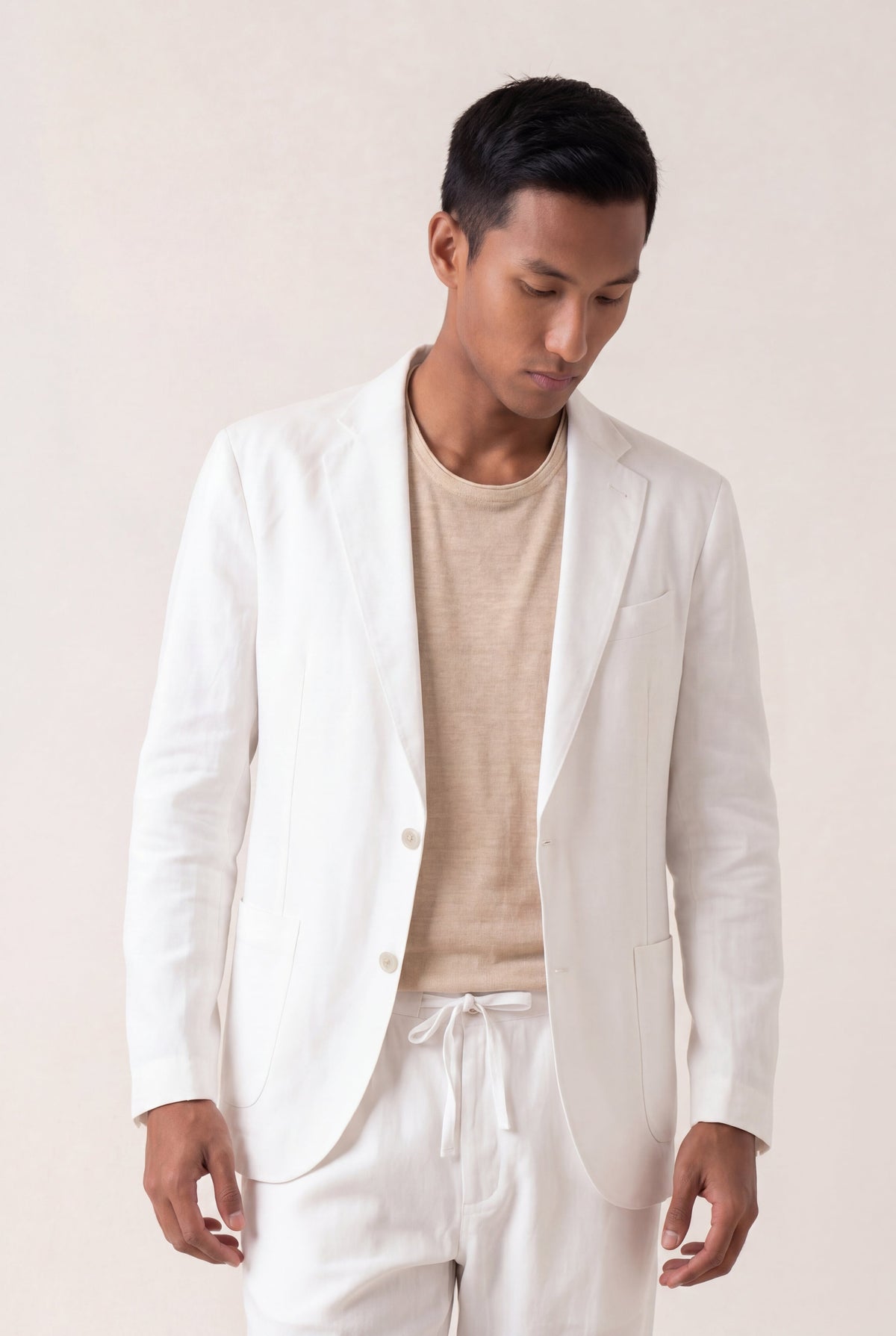 Men's Linen Tailored Blazer – White, view 1