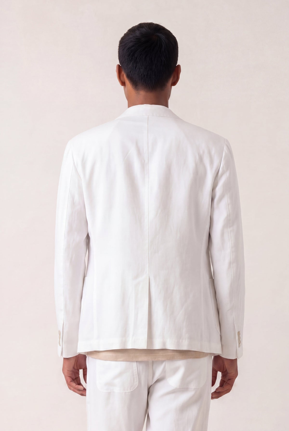 Men's Linen Tailored Blazer – White, view 3