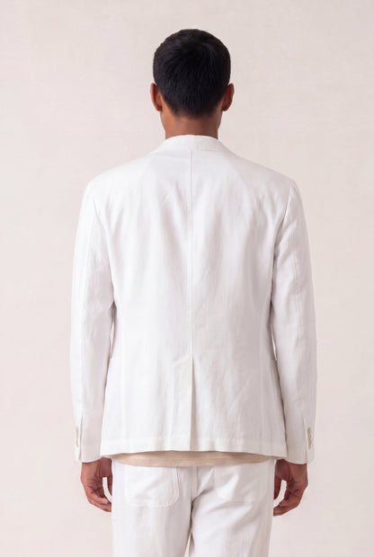 Men's Linen Tailored Blazer – White, view 3