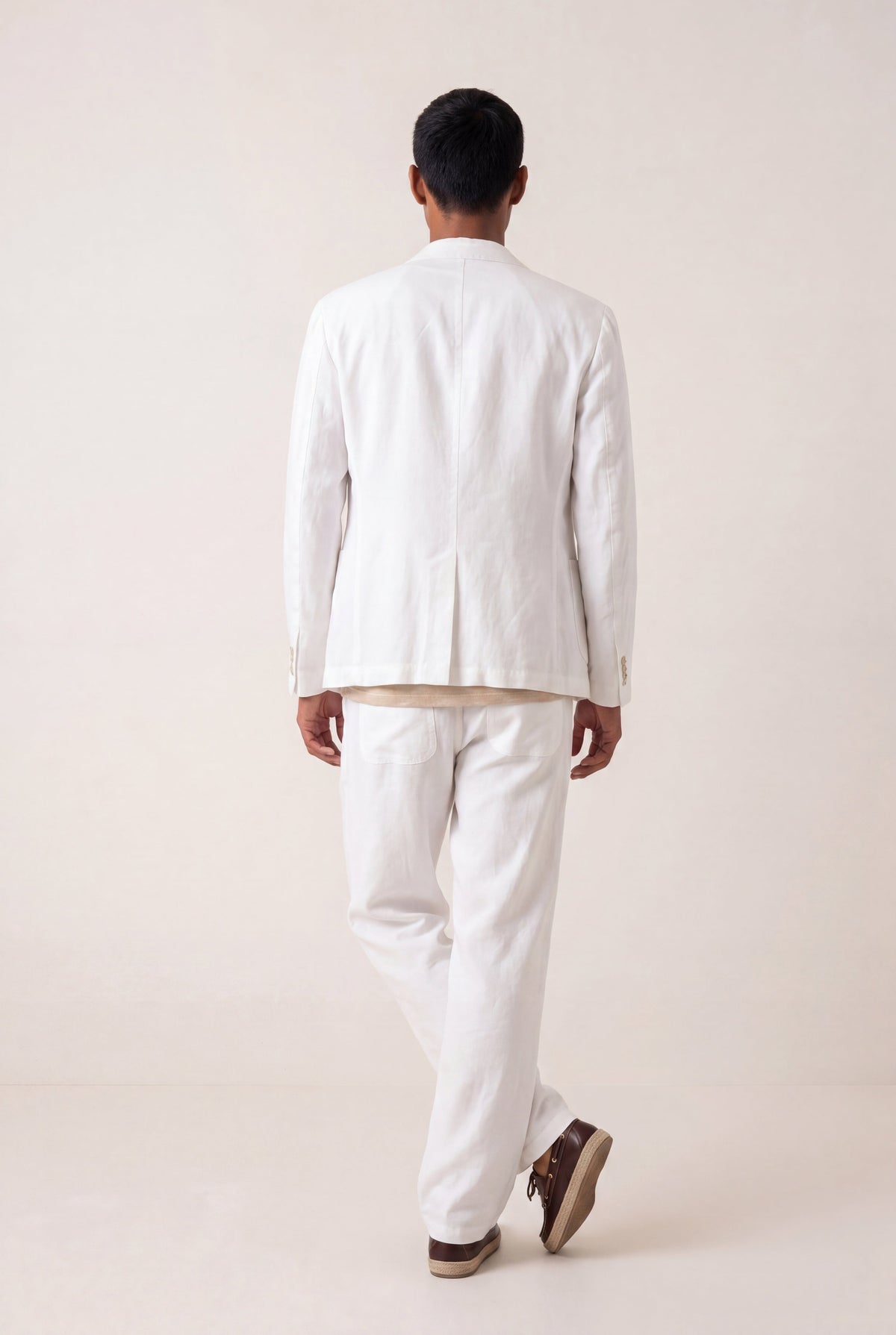 Men's Linen Tailored Blazer – White, view 4