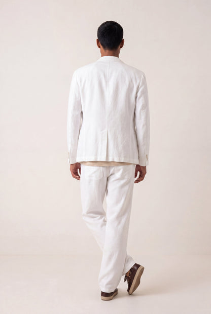 Men's Linen Tailored Blazer – White, view 4