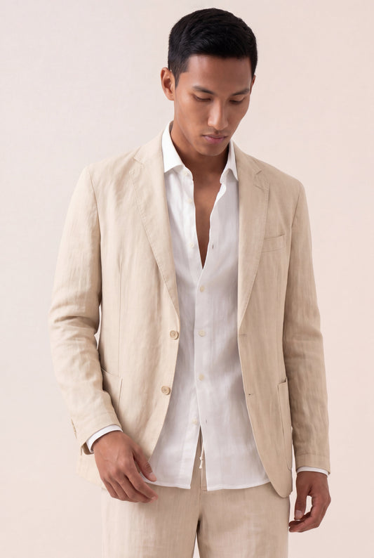 Men's Linen Tailored Blazer – Safari Soft Fade, view 1
