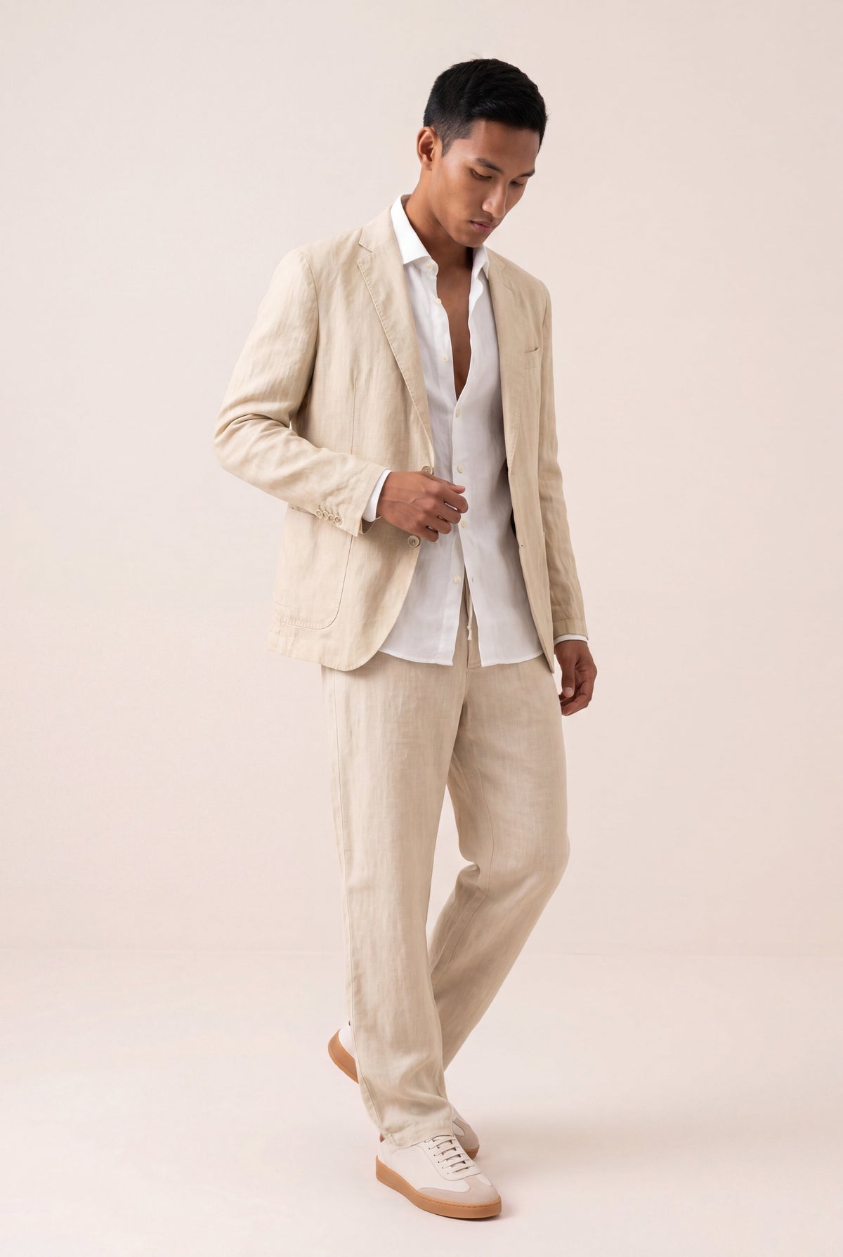 Men's Linen Tailored Blazer – Safari Soft Fade, view 2