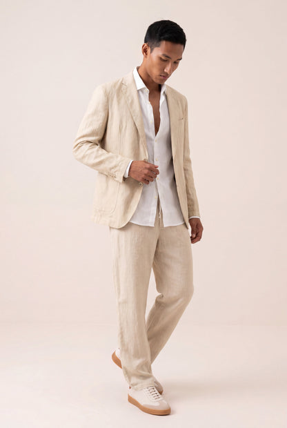 Men's Linen Tailored Blazer – Safari Soft Fade, view 2