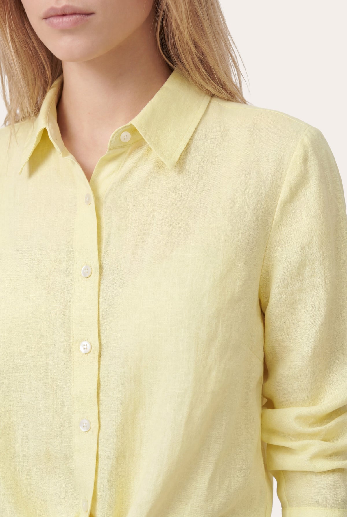 Women's Front-Tie Linen Shirt – Navy Fade, view 11