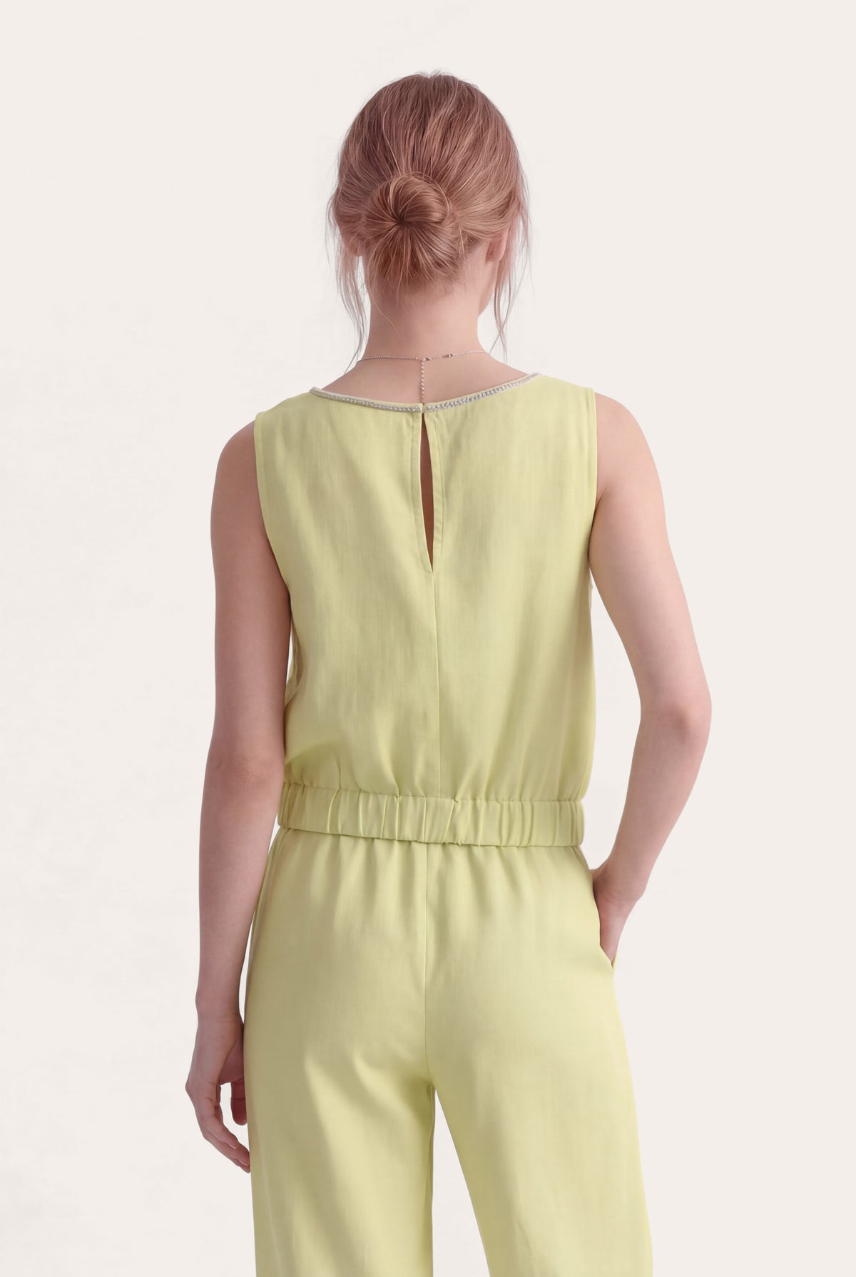 Women's Embellished Linen Wide-Leg Jumpsuit – Cedro Soft, view 4