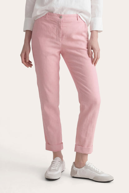 Women's Linen Chino Cropped Pants with Cuff – Safari Soft Fade, view 6