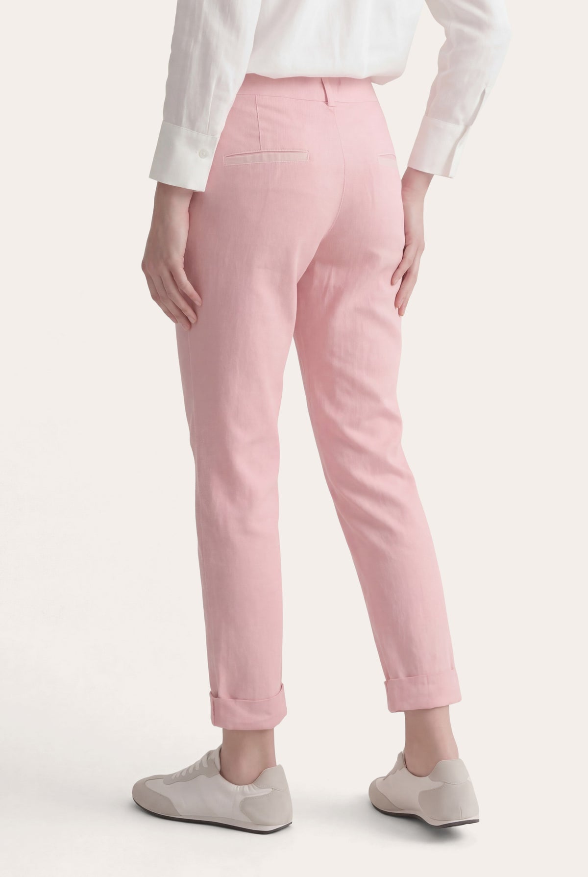 Women's Linen Chino Cropped Pants with Cuff – Safari Soft Fade, view 7
