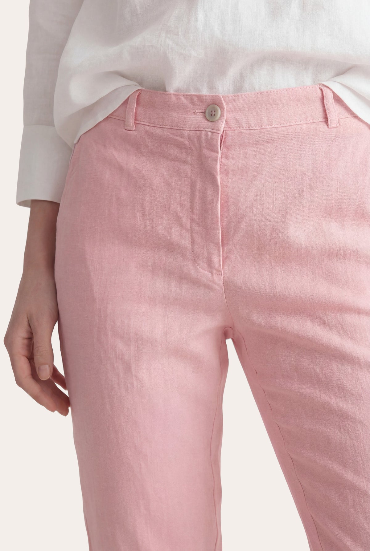 Women's Linen Chino Cropped Pants with Cuff – Safari Soft Fade, view 9