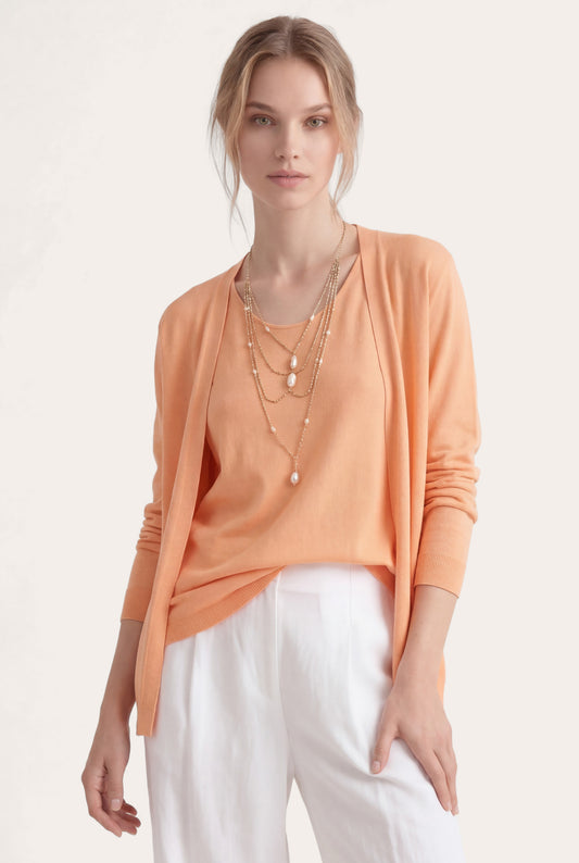 Women's Lightweight Open-Front Knit Cardigan – Tangerine, view 1