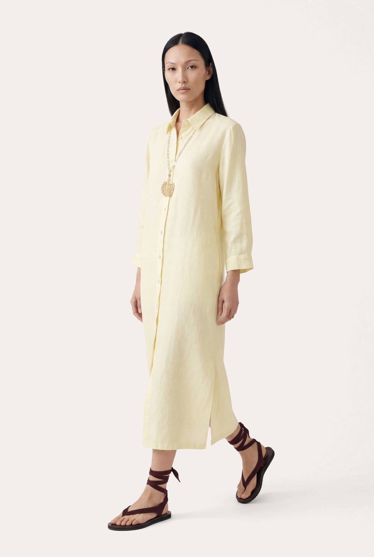 Women's Linen Shirt Dress – Safari Soft Fade, view 7