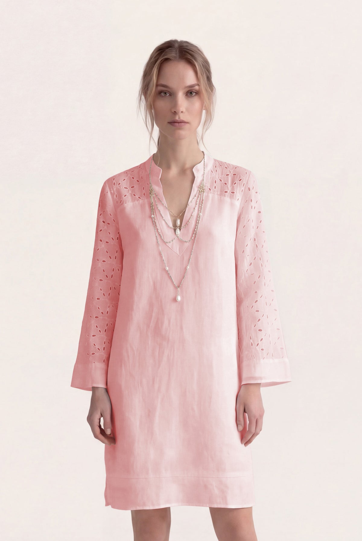 Women's Relaxed-Fit Eyelet-Detail Tunic Dress – Ballerina, view 1