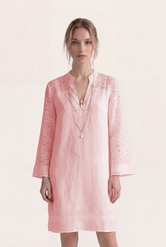 Women's Relaxed-Fit Eyelet-Detail Tunic Dress – Ballerina, view 1
