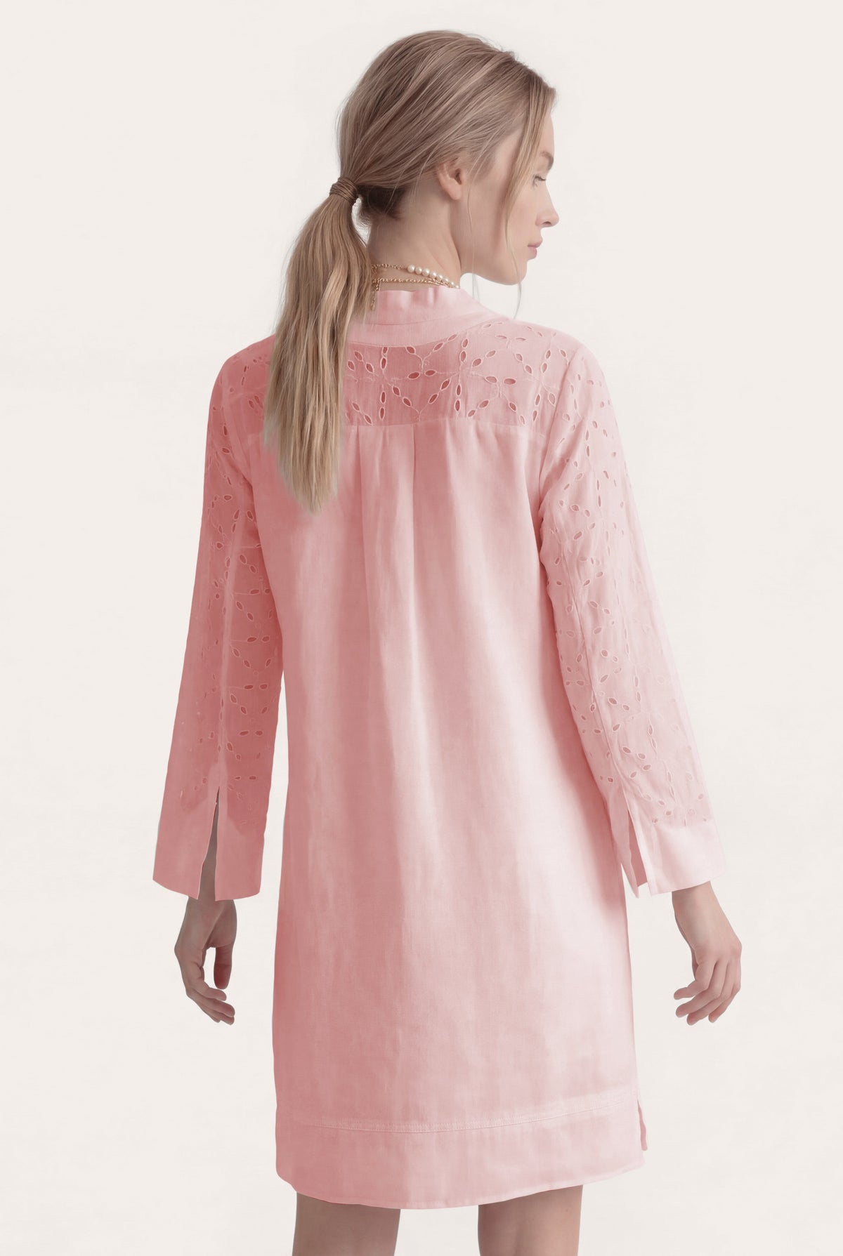 Women's Relaxed-Fit Eyelet-Detail Tunic Dress – Ballerina, view 3