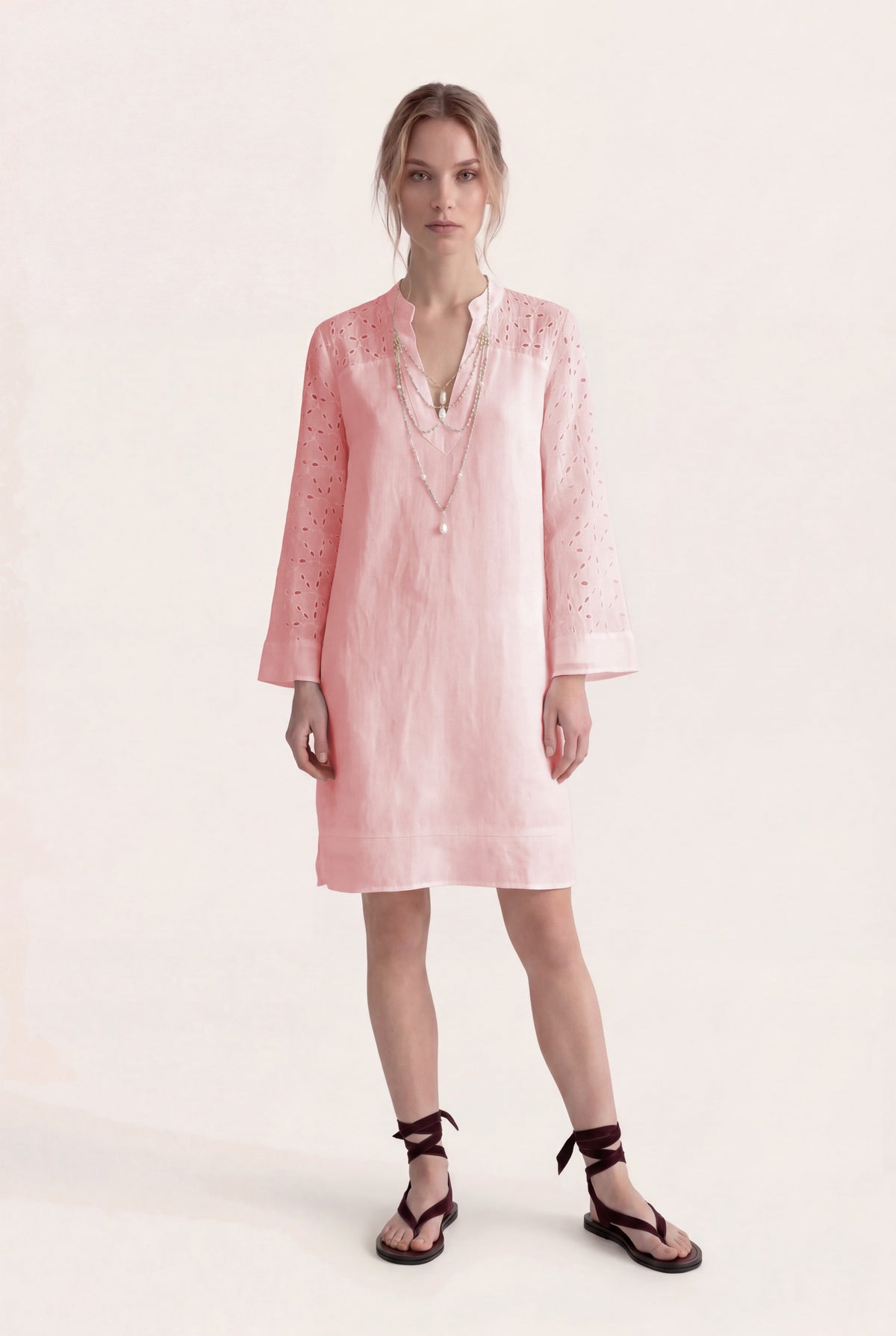 Women's Relaxed-Fit Eyelet-Detail Tunic Dress – Ballerina, view 2