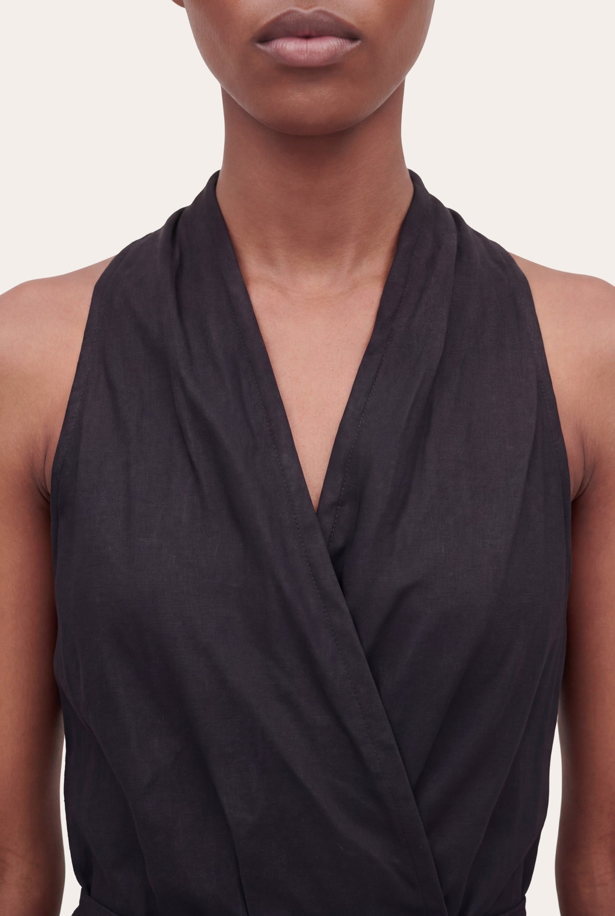 Women's Open-Back Halter Maxi Dress – Black, view 2