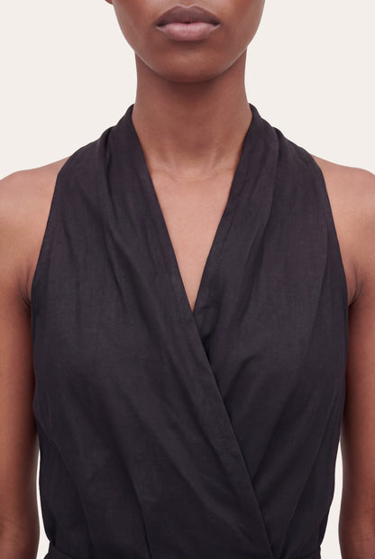 Women's Open-Back Halter Maxi Dress – Black, view 2