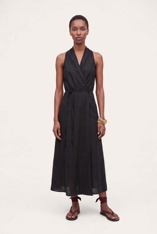 Women's Open-Back Halter Maxi Dress – Black, view 1