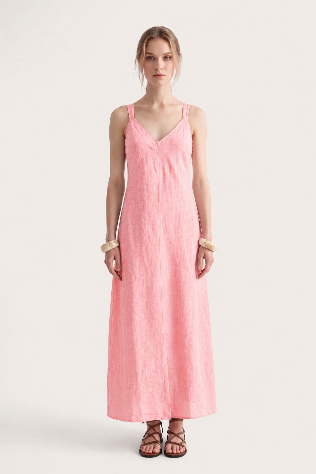 Women's Regular-Fit Sleeveless Maxi Dress with Tie-Back – Ballerina, view 1