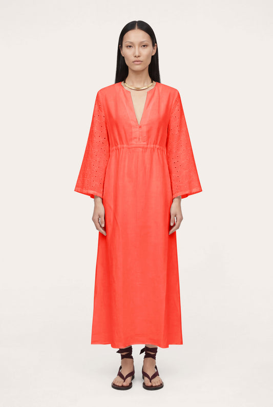 Women's Eyelet Sleeve Gathered Maxi Dress – Anemone, view 1