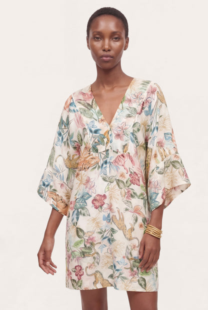 Women's Tropical Kimono Mini Dress – Print, view 4