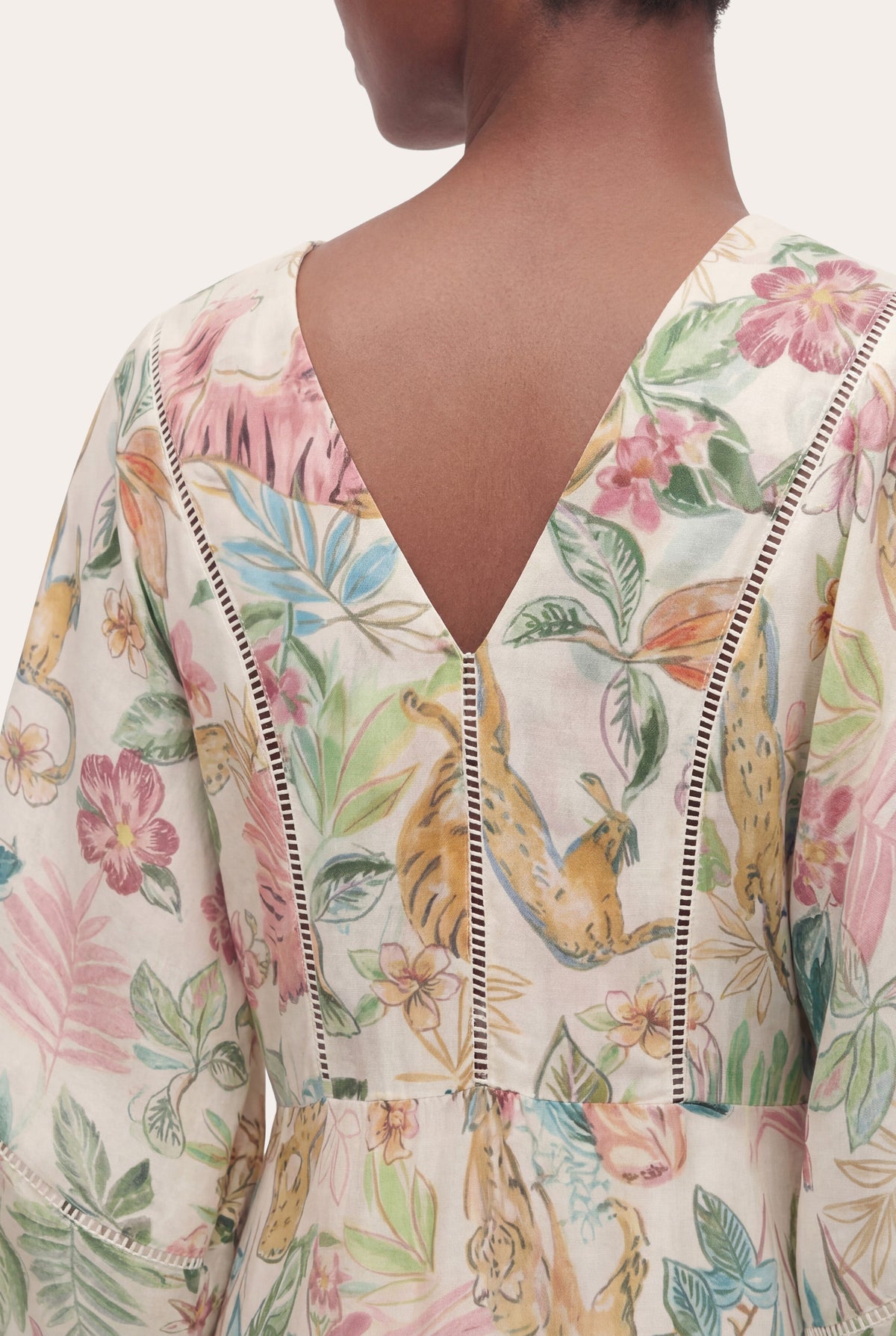 Women's Tropical Kimono Mini Dress – Print, view 3