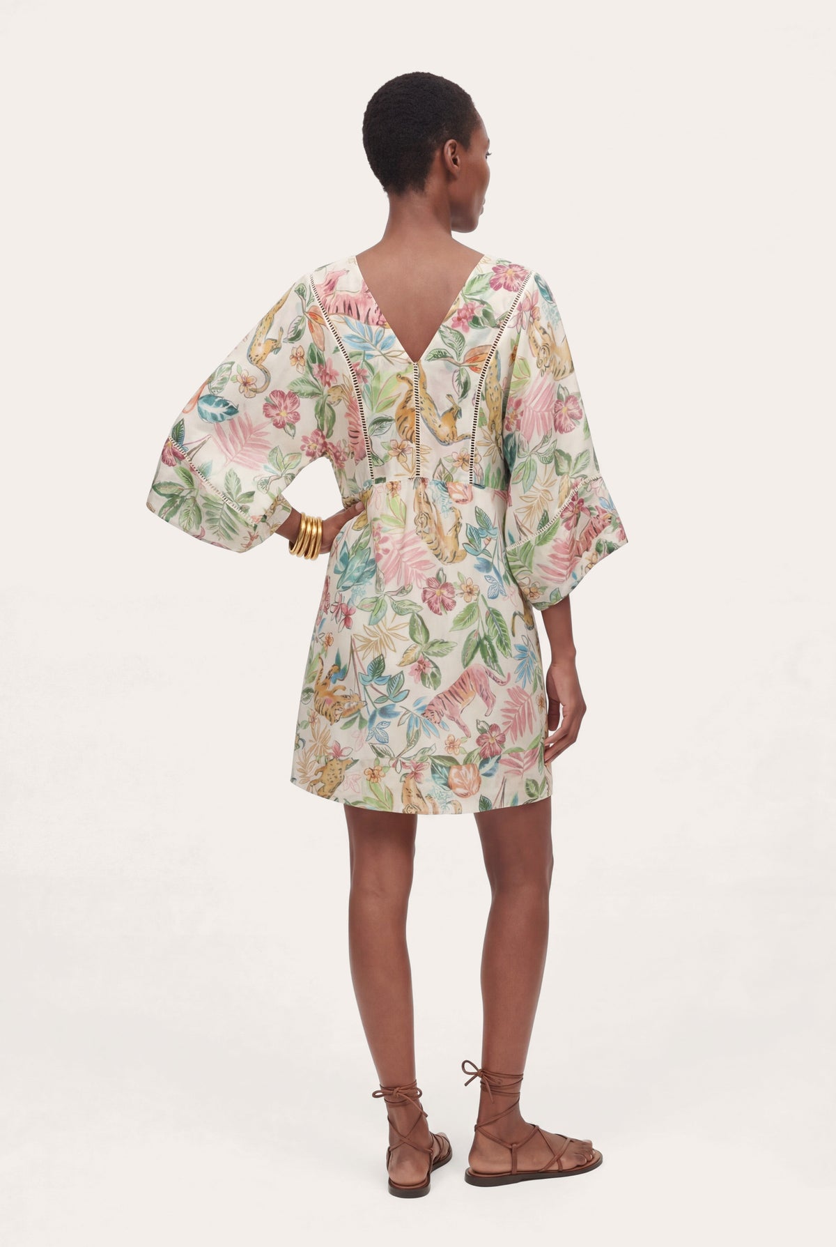 Women's Tropical Kimono Mini Dress – Print, view 2