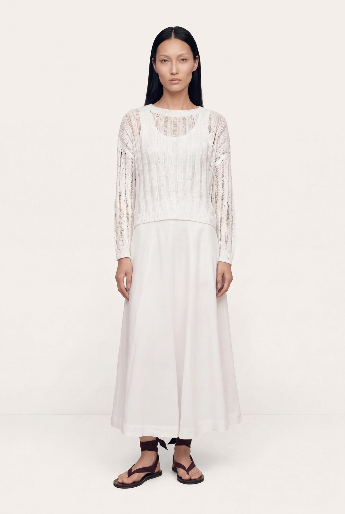 Women's A-line Regular-Fit Maxi Skirt – White, view 1