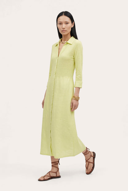 Women's Linen Midi Shirt Dress – White, view 8