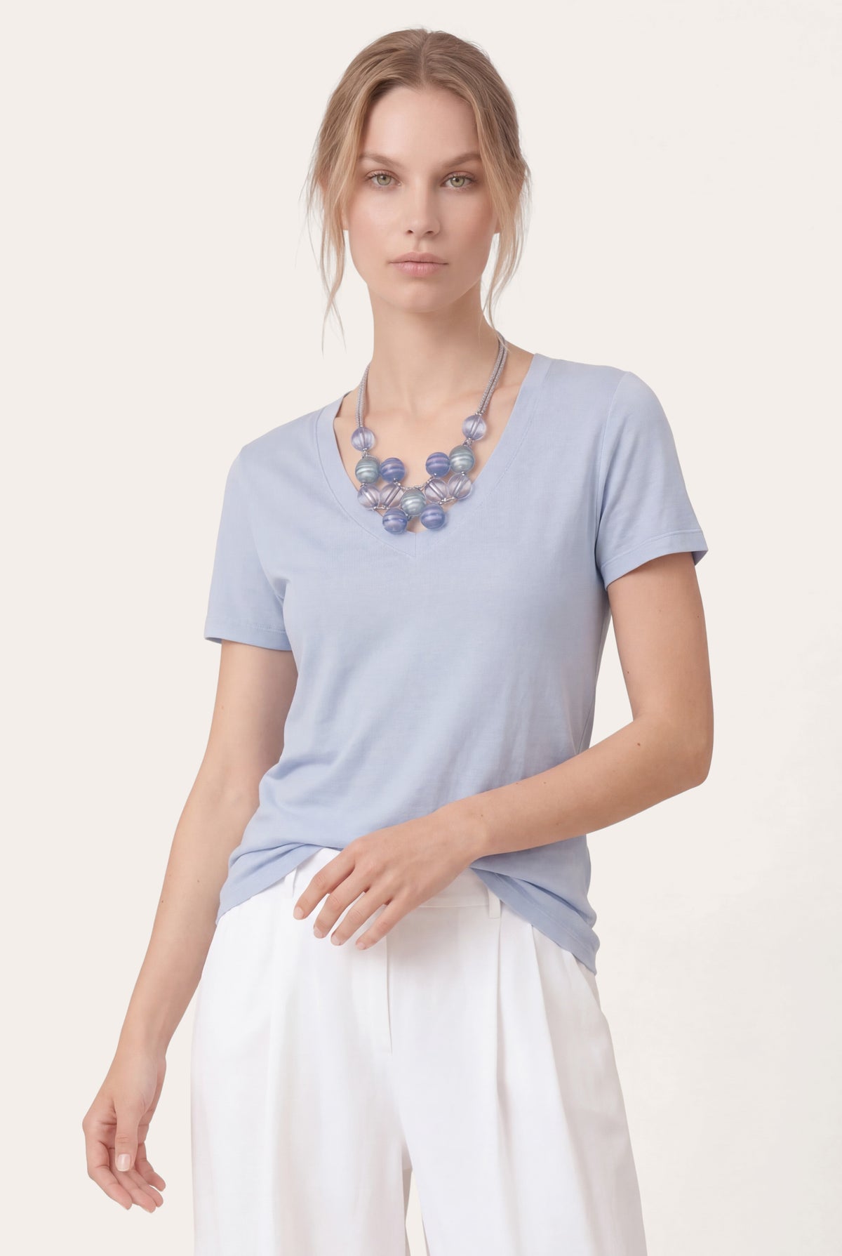 Women's Linen V-Neck T-Shirt – Safari Soft Fade, view 8