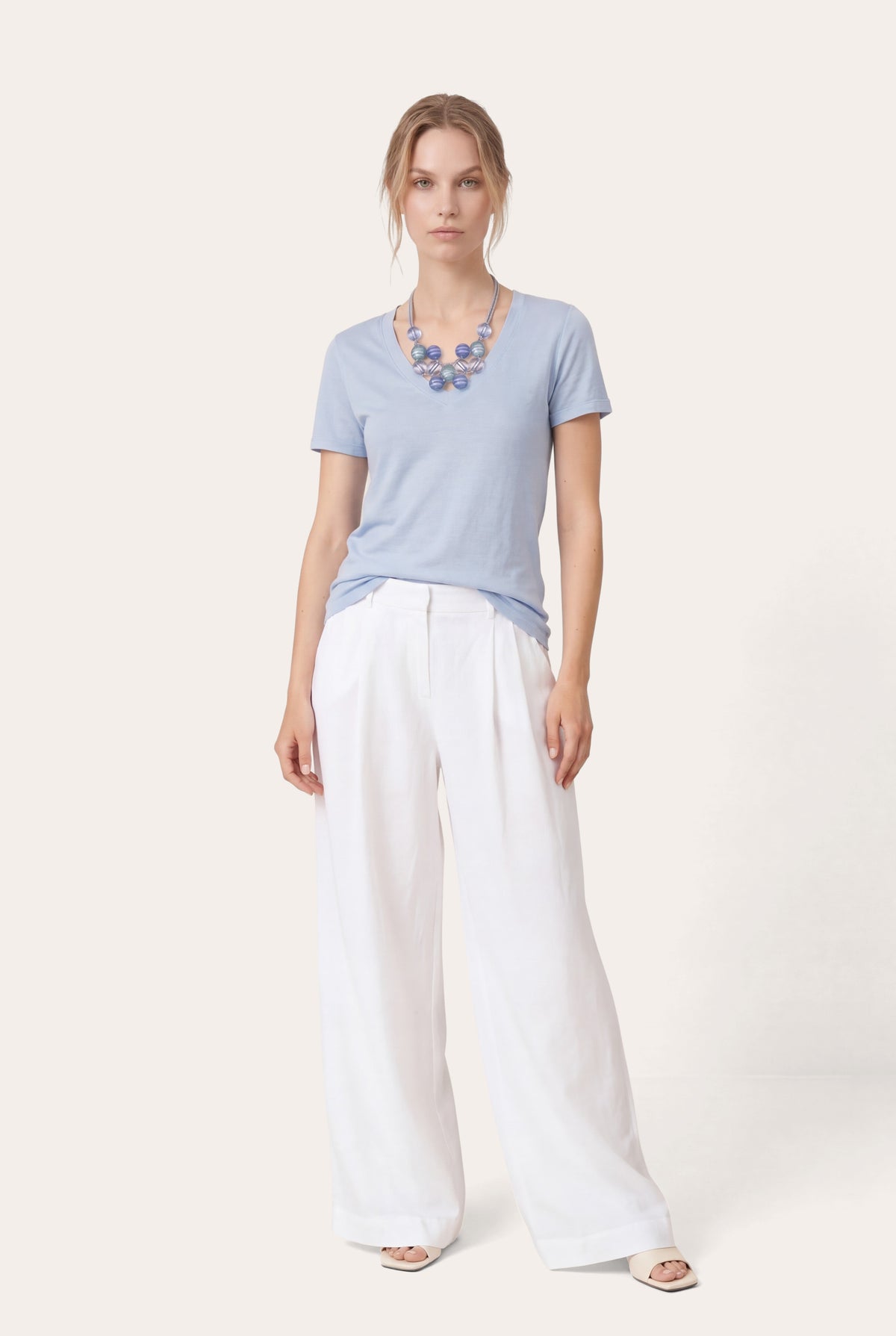 Women's Linen V-Neck T-Shirt – Safari Soft Fade, view 5