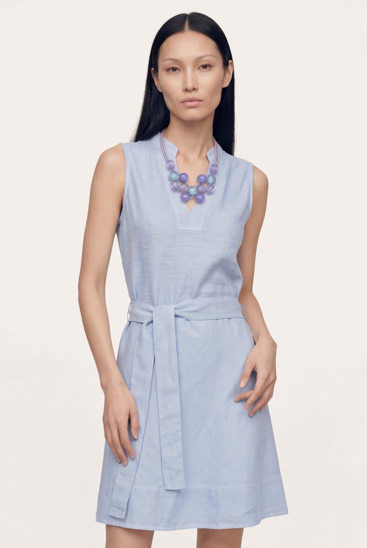 Women's Jersey Dress with Tie Waist – Navy Fade, view 12