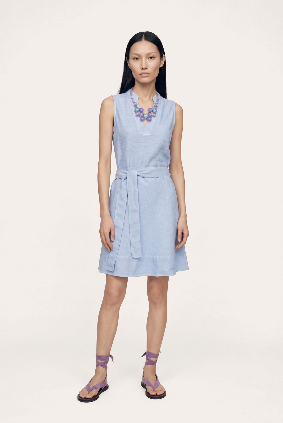 Women's Jersey Dress with Tie Waist – Navy Fade, view 11