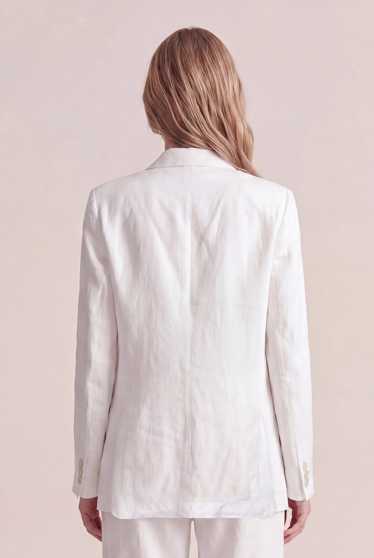 Women's Linen Tailored Blazer – White, view 3