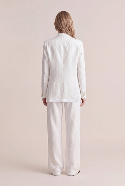 Women's Linen Tailored Blazer – White, view 4