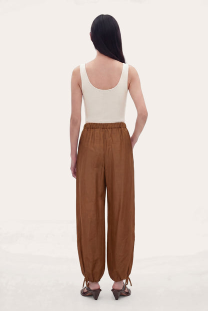 Women's Linen-Cotton Drawstring Ankle-Tie Pants – Terra, view 5
