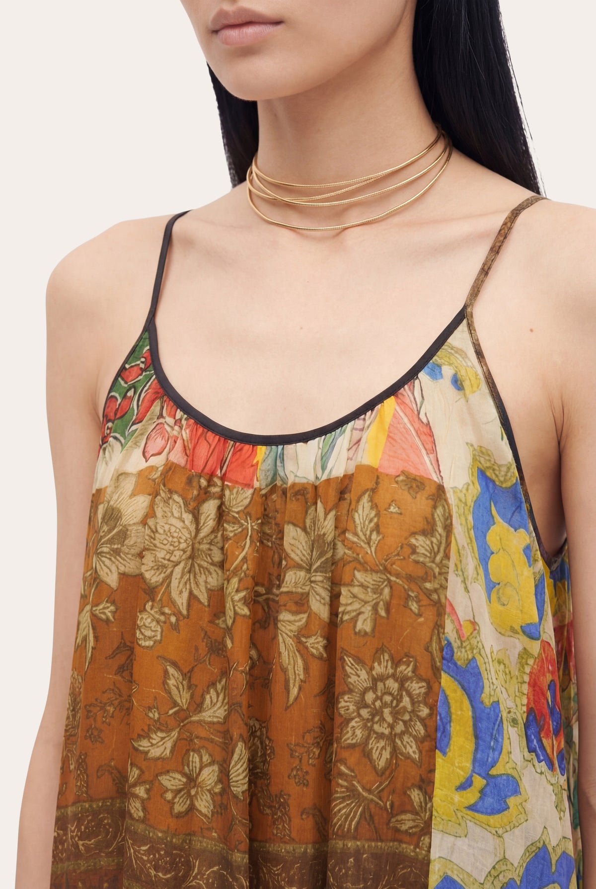 Women's Artistic Patchwork Print Halter Maxi Dress – Print Multi, view 2