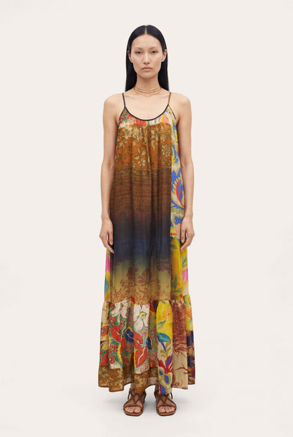 Women's Artistic Patchwork Print Halter Maxi Dress – Print Multi, view 1