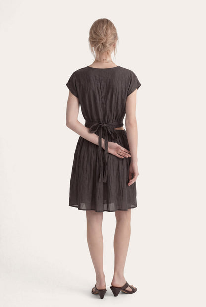 Women's Trim-Detail Linen Dress – Fumo, view 3