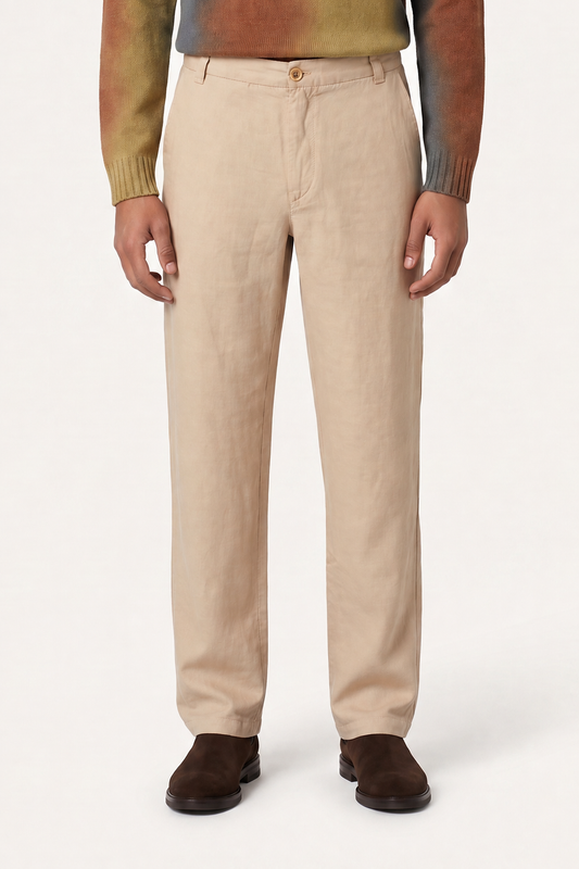 Men's Linen Lyocell Straight-Leg Trousers – Corda, view 1