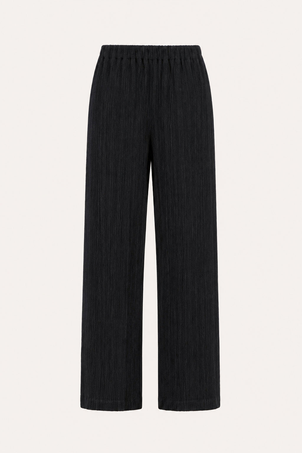 Women's Plissé Wool-Viscose Fluid Pants – Black, view 4