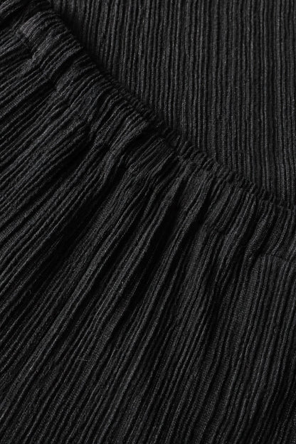 Women's Plissé Wool-Viscose Fluid Pants – Black, view 5