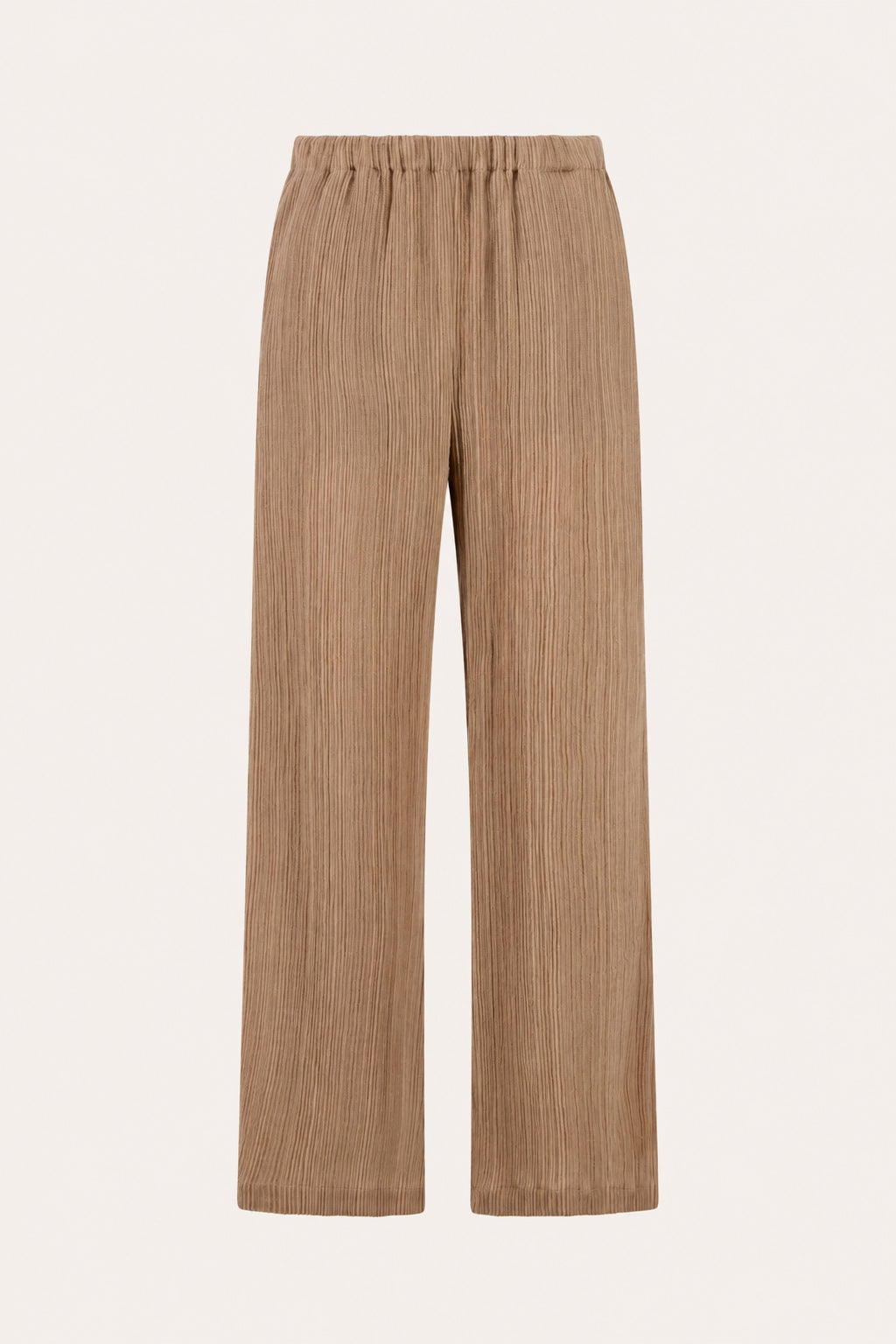 Women's Plissé Wool-Viscose Fluid Pants – Nut, view 4