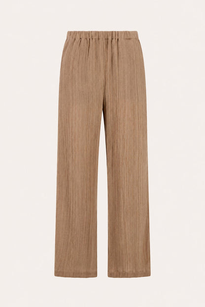 Women's Plissé Wool-Viscose Fluid Pants – Nut, view 4
