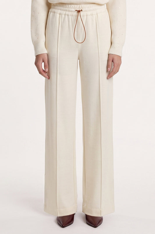 Women's Wool Fleece Drawstring Trousers – White, view 1