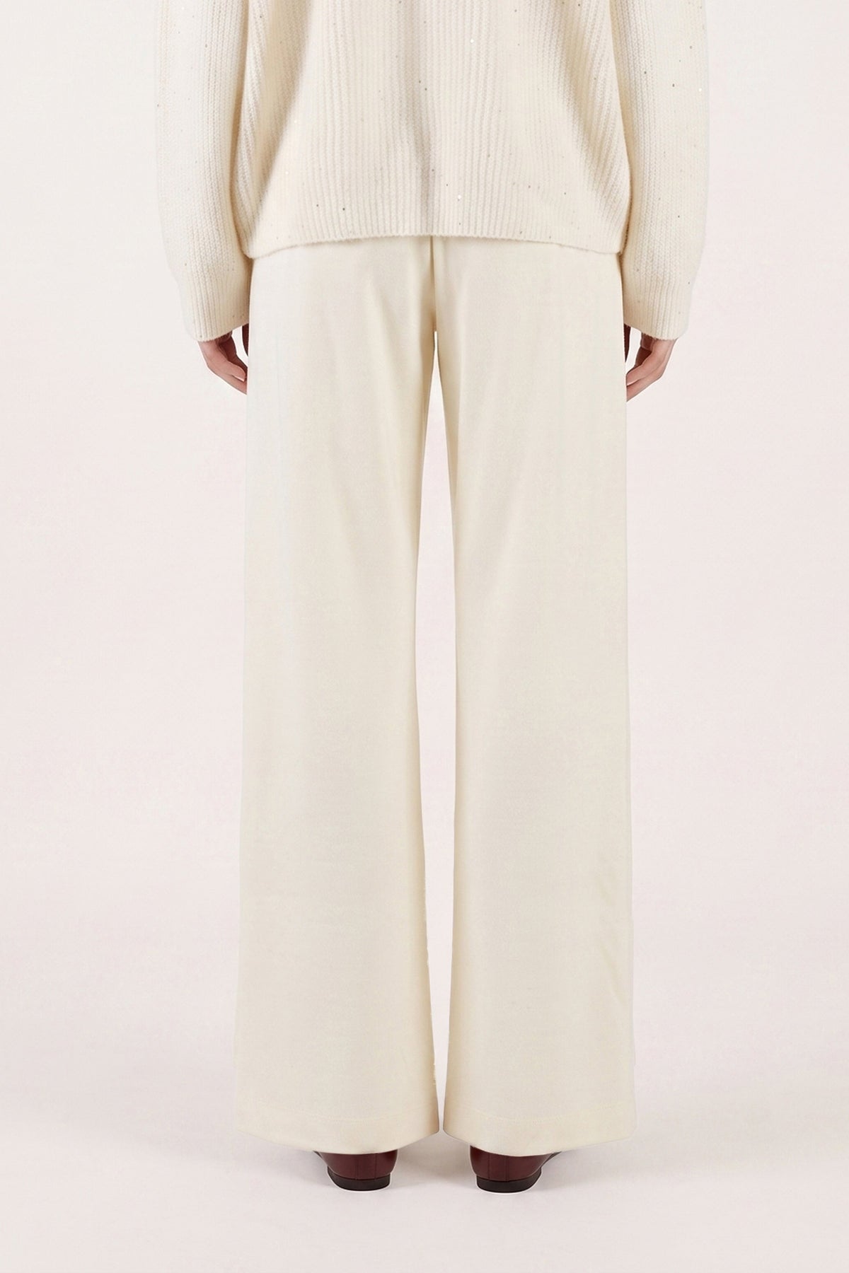 Women's Wool Fleece Drawstring Trousers – White, view 2
