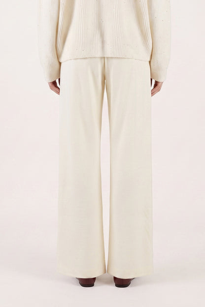 Women's Wool Fleece Drawstring Trousers – White, view 2