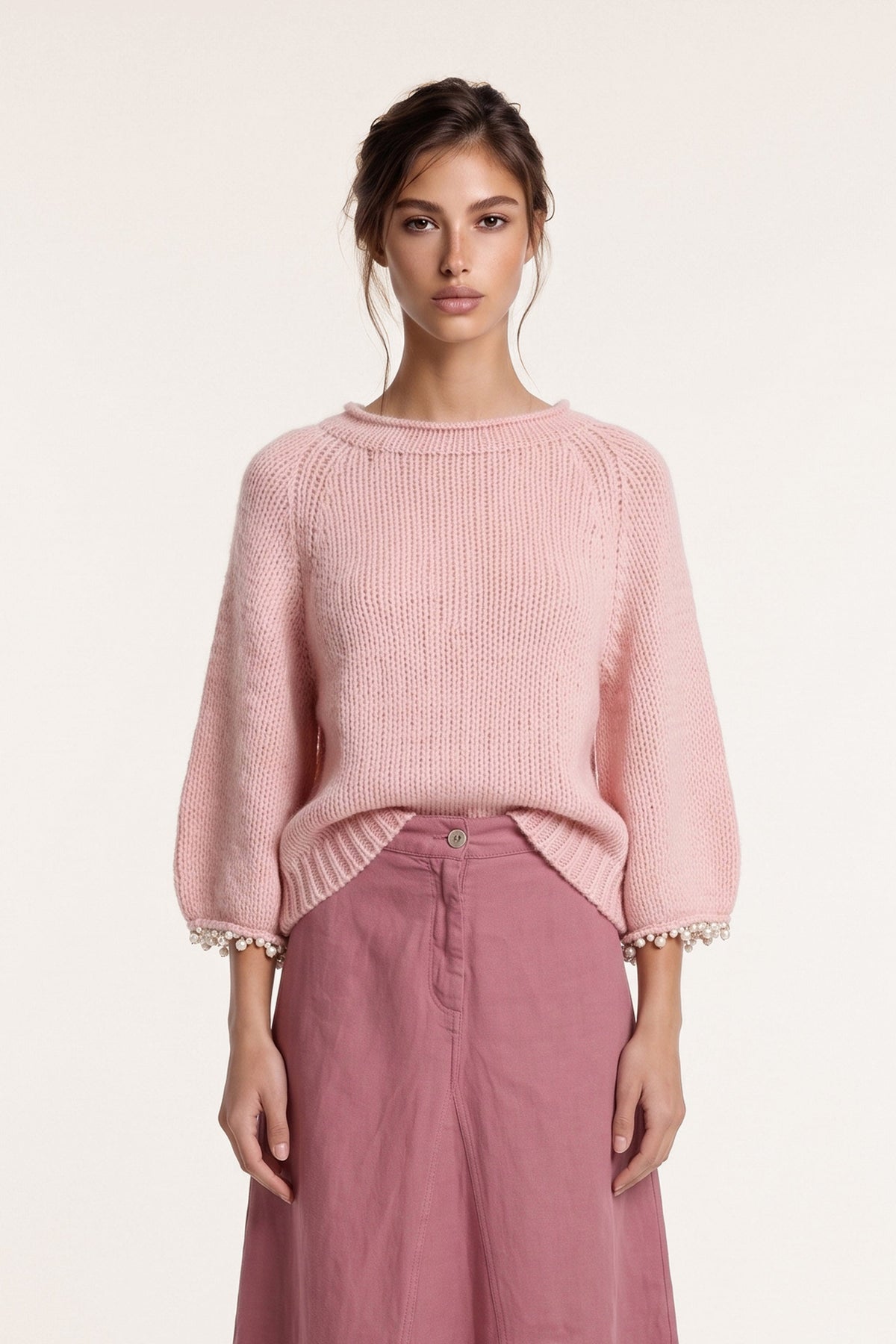 Women's Embellished Poncho Sweater – Rose Mouli, view 1