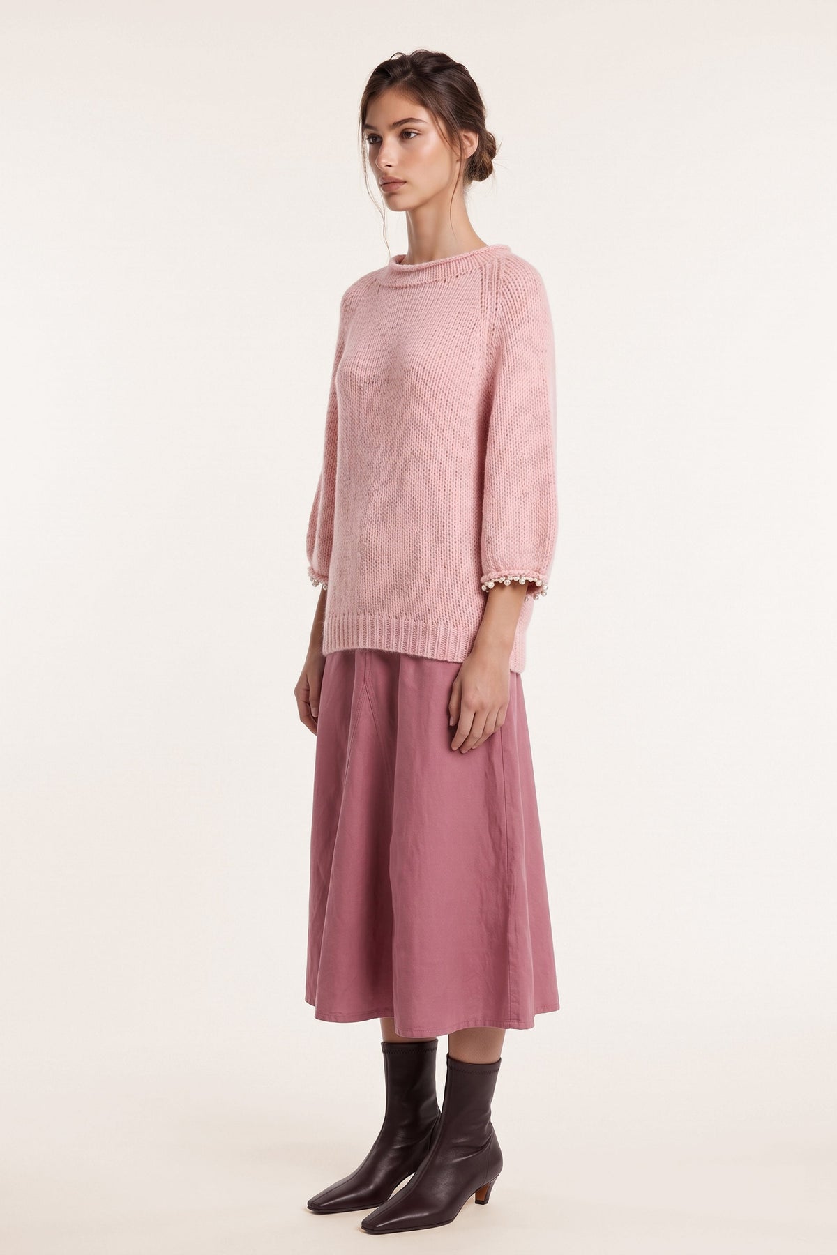 Women's Embellished Poncho Sweater – Rose Mouli, view 3